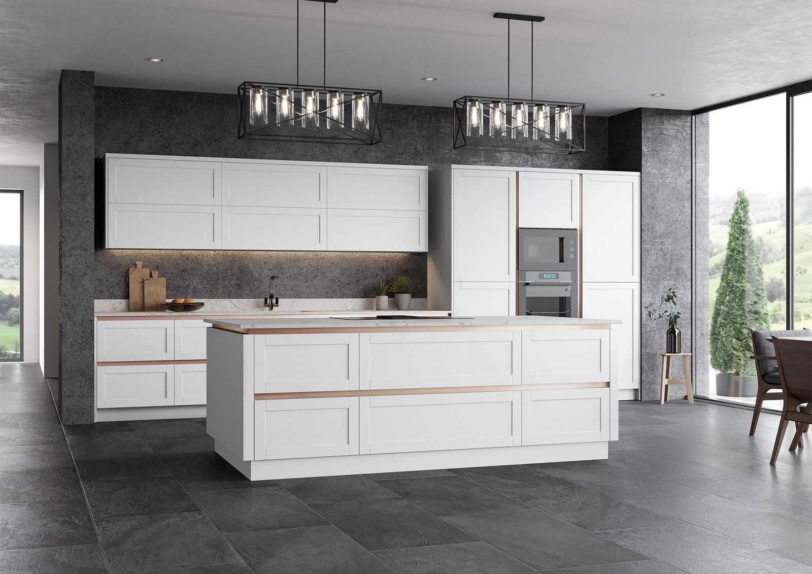 Stratto Vero white kitchen style with rose gold accents