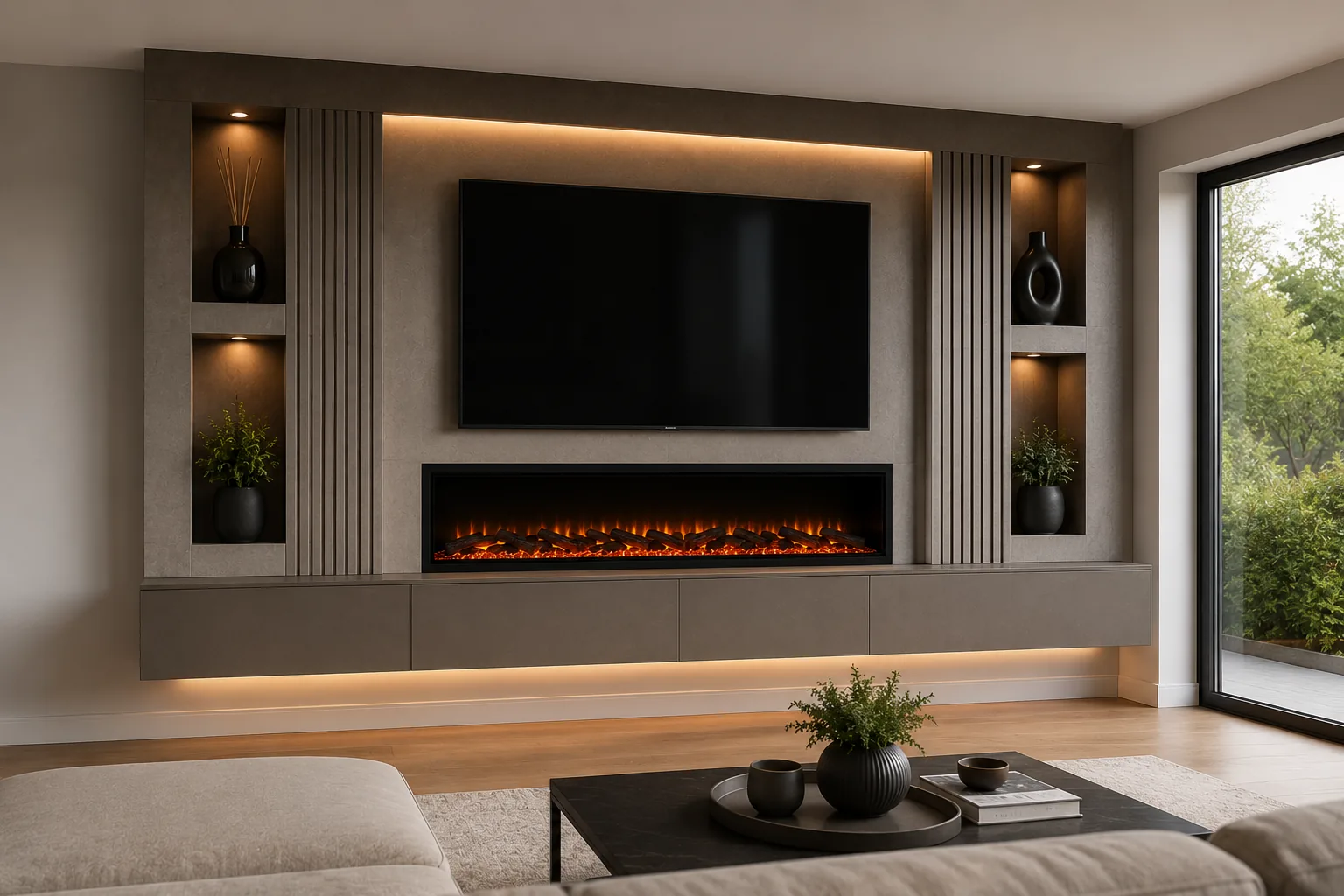 Floating media wall installation in Cheshunt